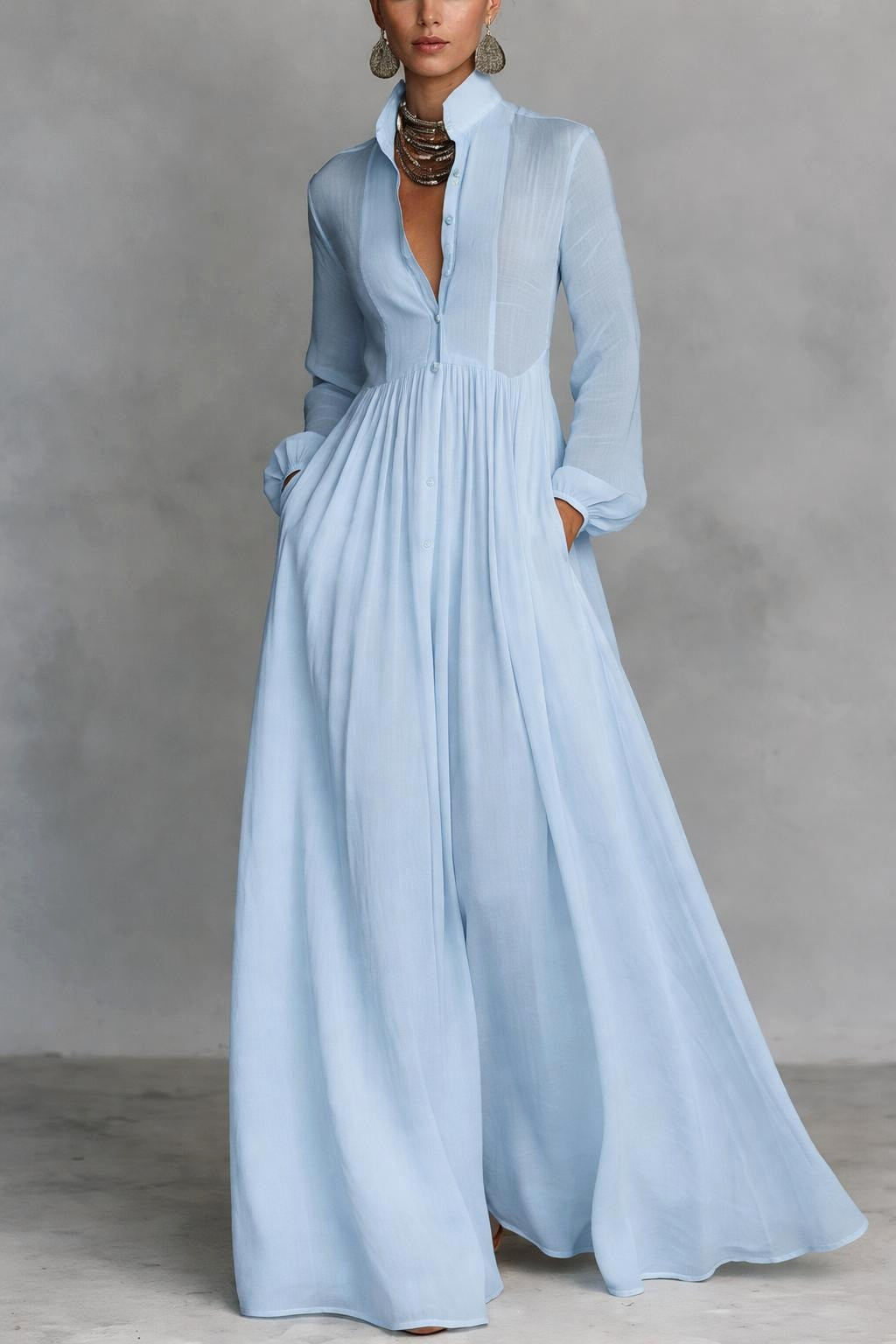 Delilah | Women's Fluid Button Maxi Dress - image 6