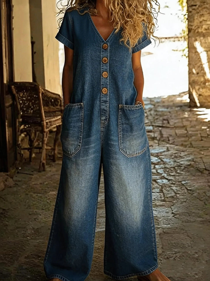 Denise | Women's Denim Jumpsuit with V-Neckline - image 2