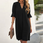 Ella | Women's Black Midi Dress, Classic Elegant Dress | The Shrader Sisters