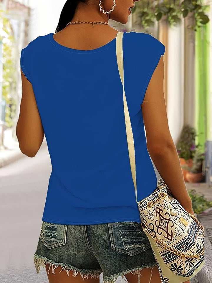 Elsie | Women's V-Neck Sleeveless Top, Lightweight Summer Vest | The Shrader Sisters