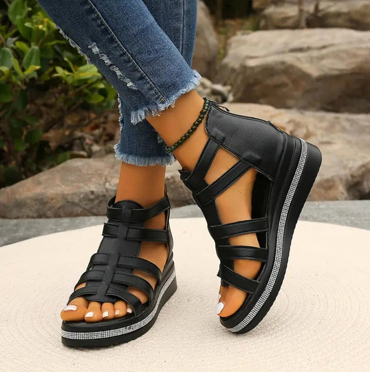 Emmeline | Women's Wedge Sandals, Elegant Occasion Sandals | The Shrader Sisters