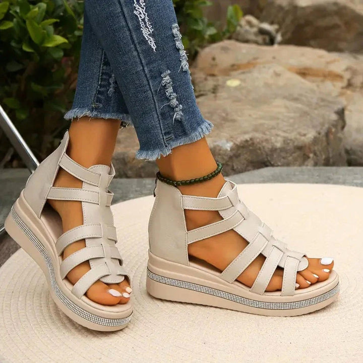 Emmeline | Women's Wedge Sandals, Elegant Occasion Sandals | The Shrader Sisters
