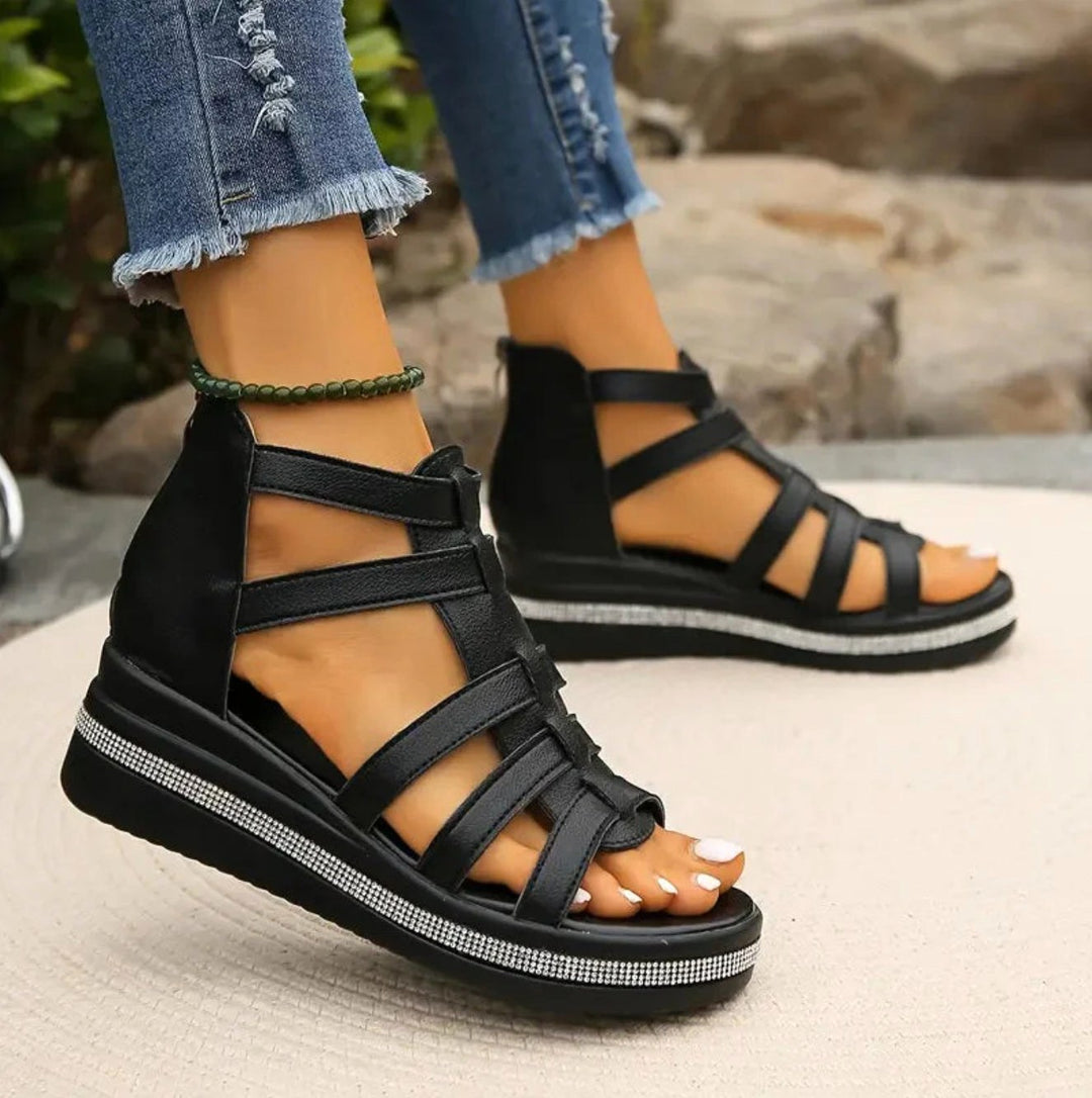 Emmeline | Women's Wedge Sandals, Elegant Occasion Sandals | The Shrader Sisters