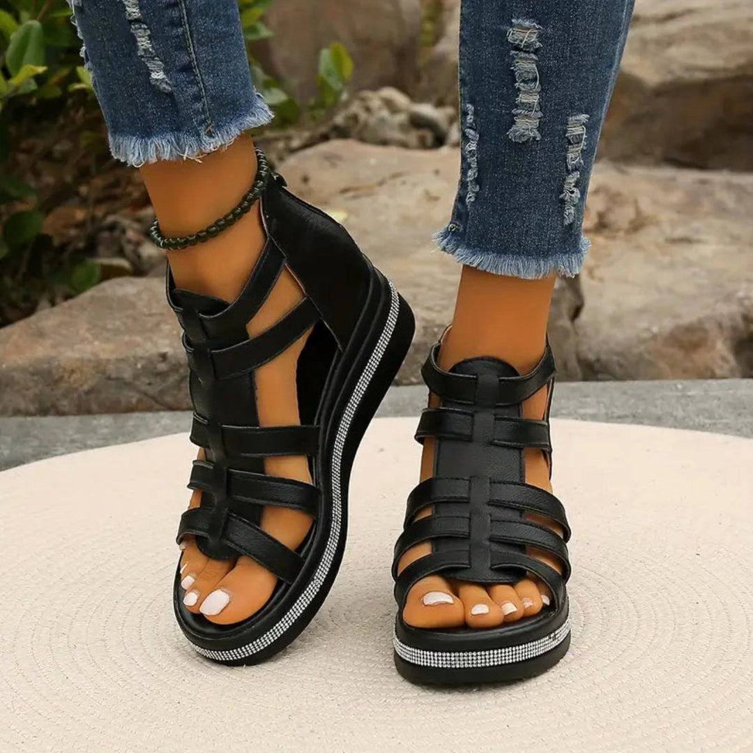 Emmeline | Women's Wedge Sandals, Elegant Occasion Sandals | The Shrader Sisters