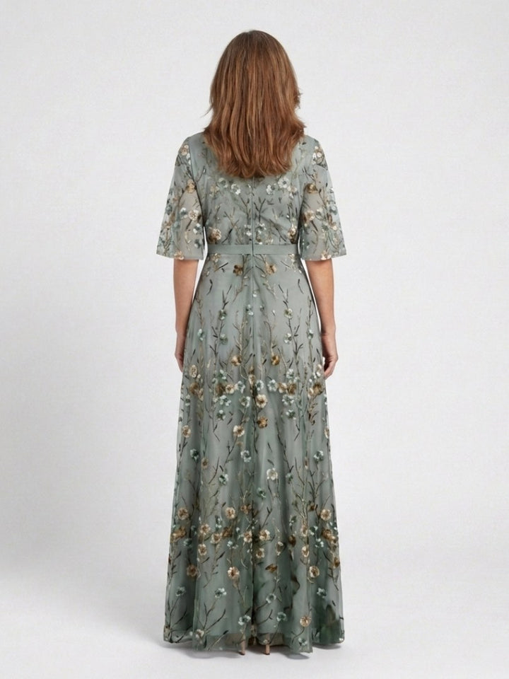 Evadne | Women's Floral V-Neck Short Sleeve Maxi Dress - image 2