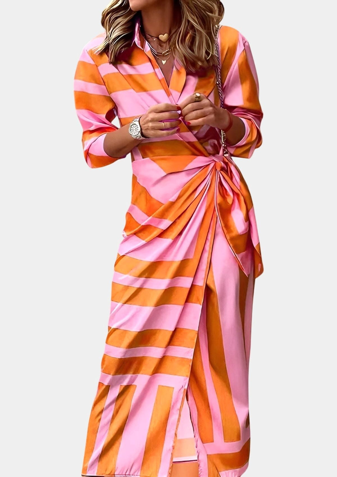 Everly | Women's Elegant Wrap Dress With Print - Green