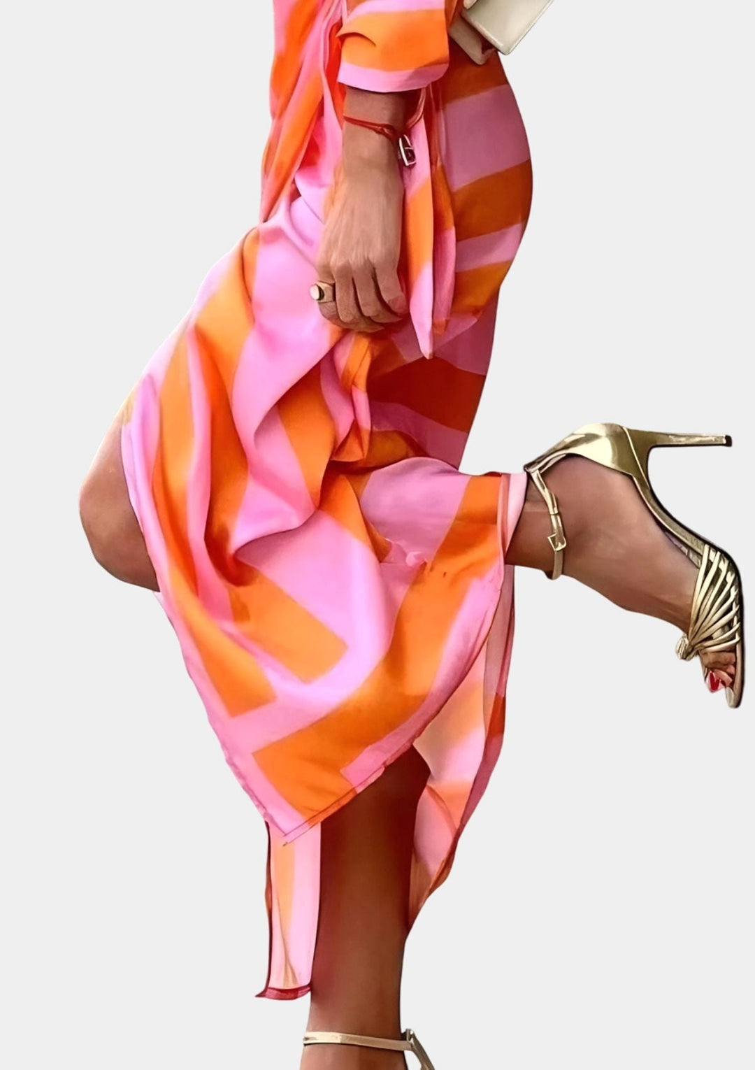 Everly | Women's Elegant Wrap Dress With Print - Blue