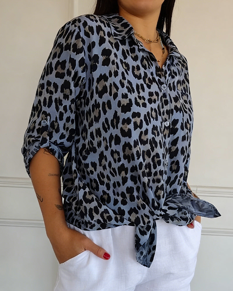 Avery | Leopard Print Button-Up Shirt
