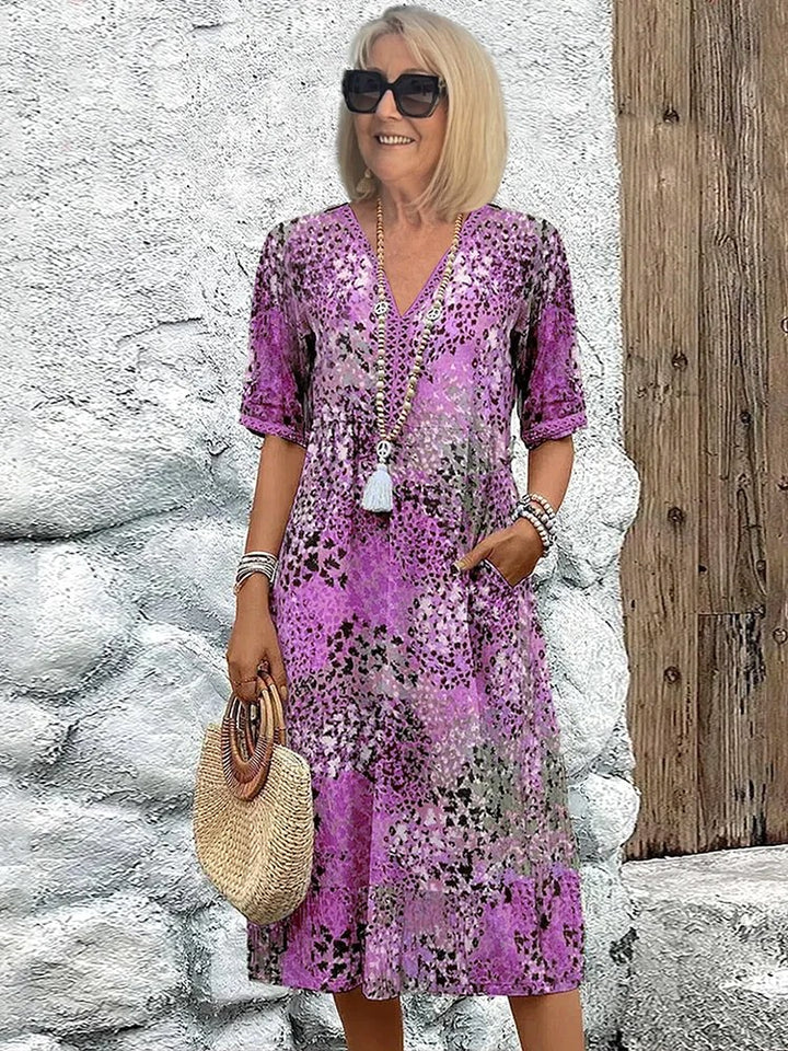 Fiora | Women's Colorful Midi Dress - Lavender Purple