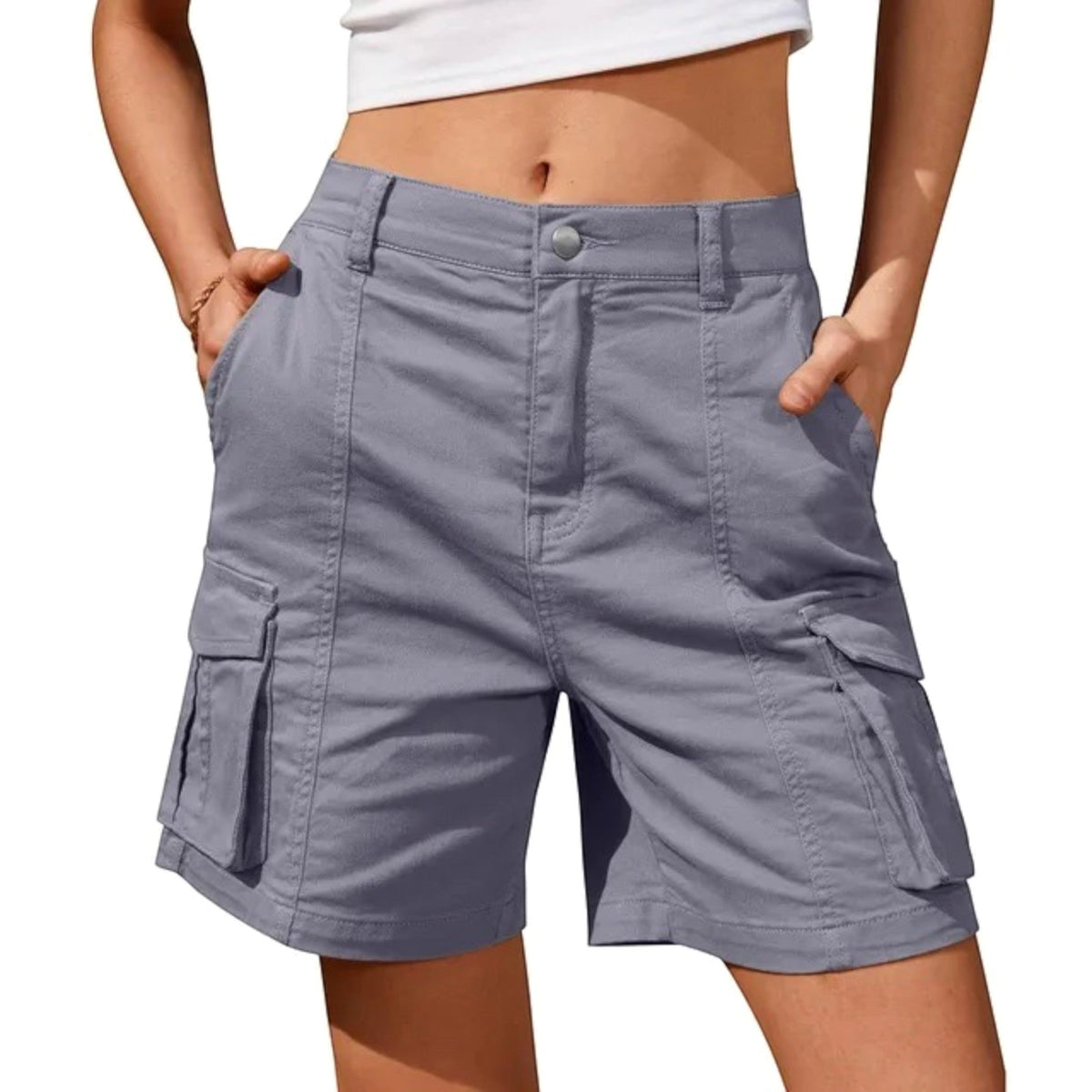 Florence | Women's Cargo Shorts with Lateral Pockets, Relaxed-Fit Shorts | The Shrader Sisters