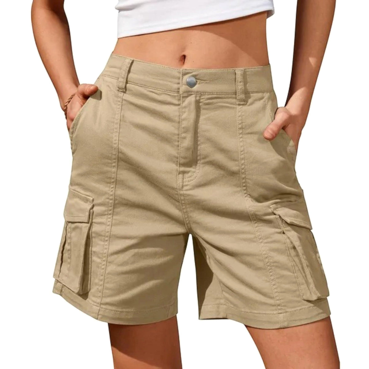Florence | Women's Cargo Shorts with Lateral Pockets, Relaxed-Fit Shorts | The Shrader Sisters
