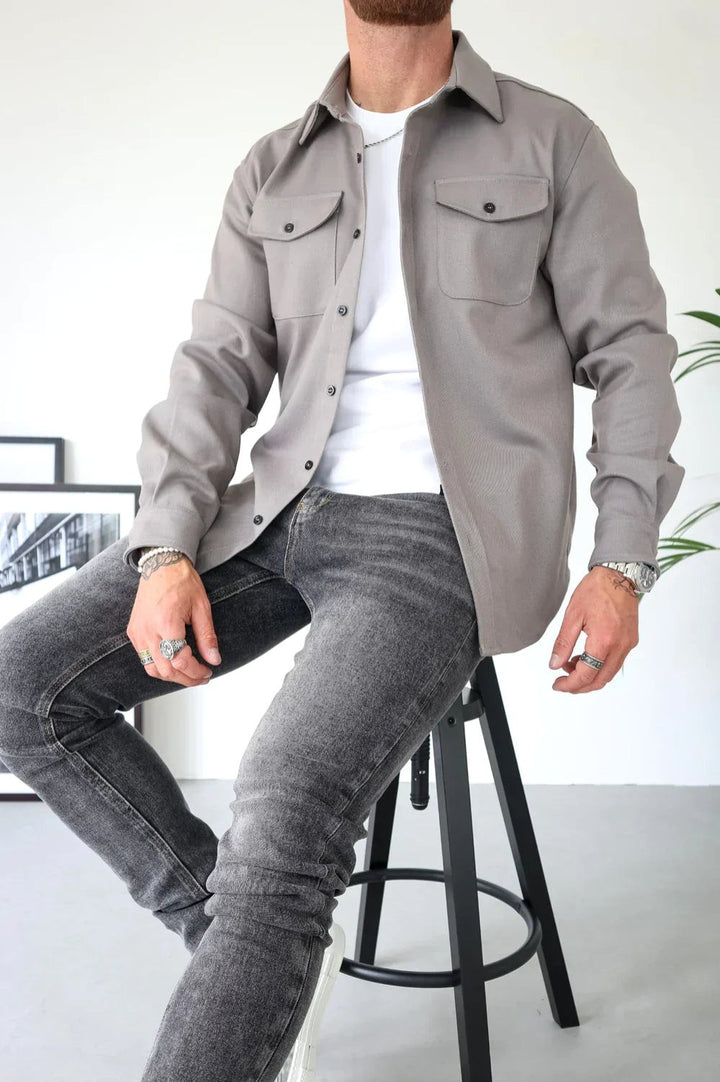 Flynn | Men's Casual Overshirt, Relaxed Layering Shirt | The Shrader Sisters | Black