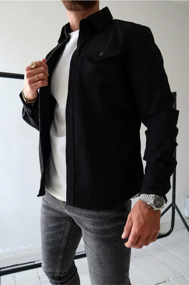 Flynn | Men's Casual Overshirt, Relaxed Layering Shirt | The Shrader Sisters | Dark Green
