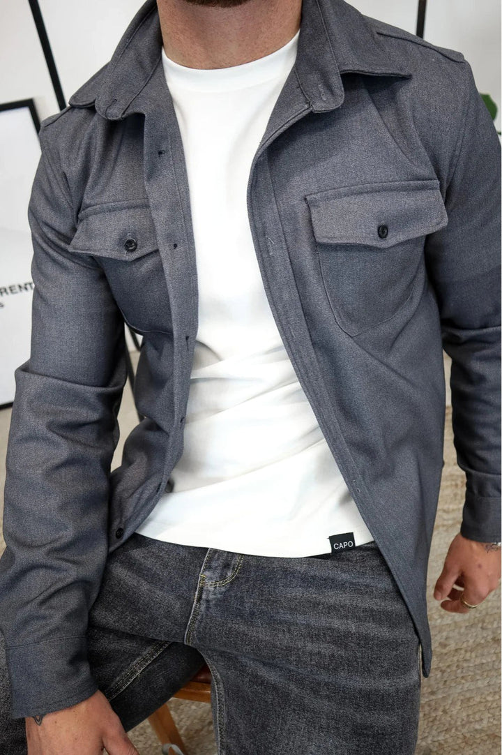 Flynn | Men's Casual Overshirt, Relaxed Layering Shirt | The Shrader Sisters | Creme