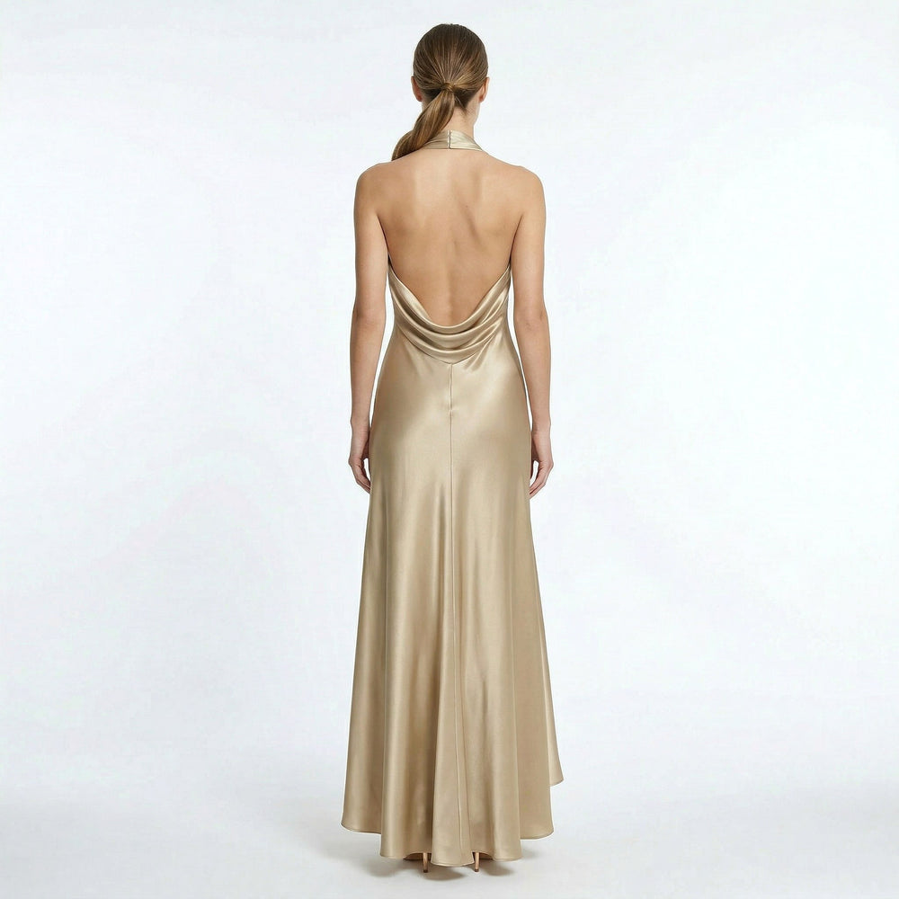 Genevieve | Women's Halter Neck Satin Maxi Dress - image 2
