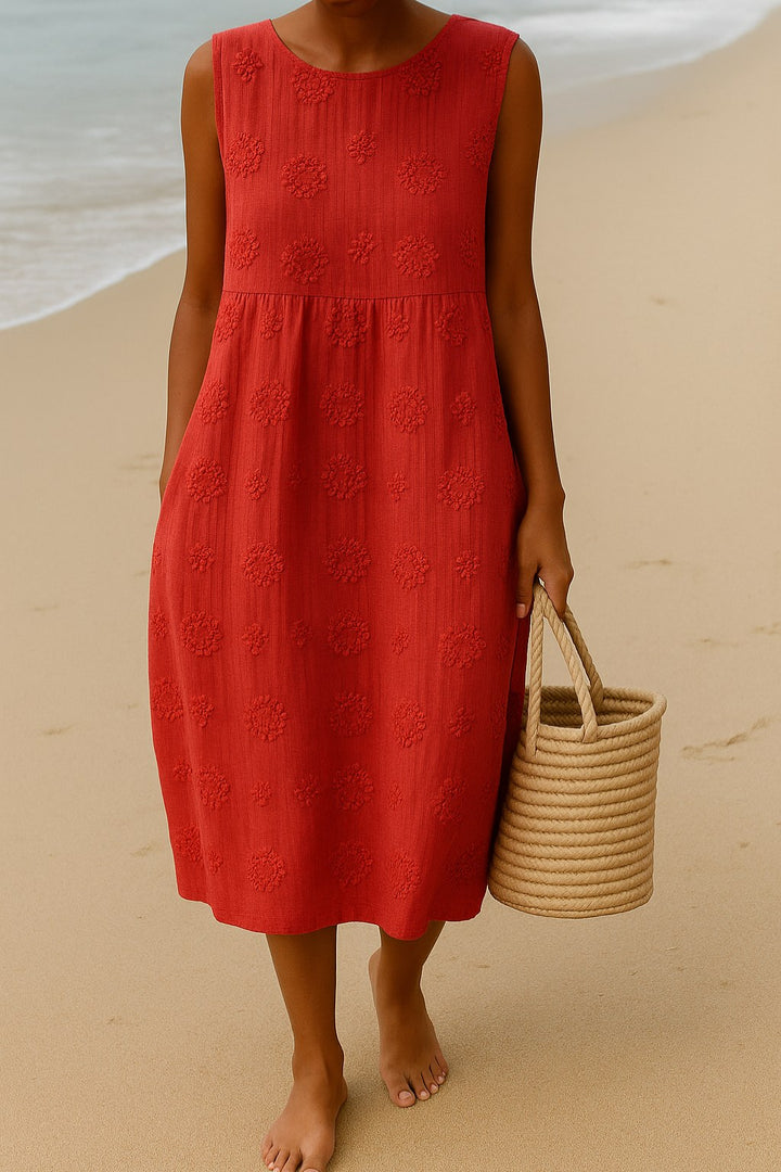 Genevieve | Women's Sleeveless Midi Dress - Red