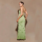 Georgia | Women's Crochet Floral Dress with Sequin Detail, Long-Sleeve Evening Dress | The Shrader Sisters