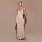 Georgia | Women's Crochet Floral Dress with Sequin Detail, Long-Sleeve Evening Dress | The Shrader Sisters
