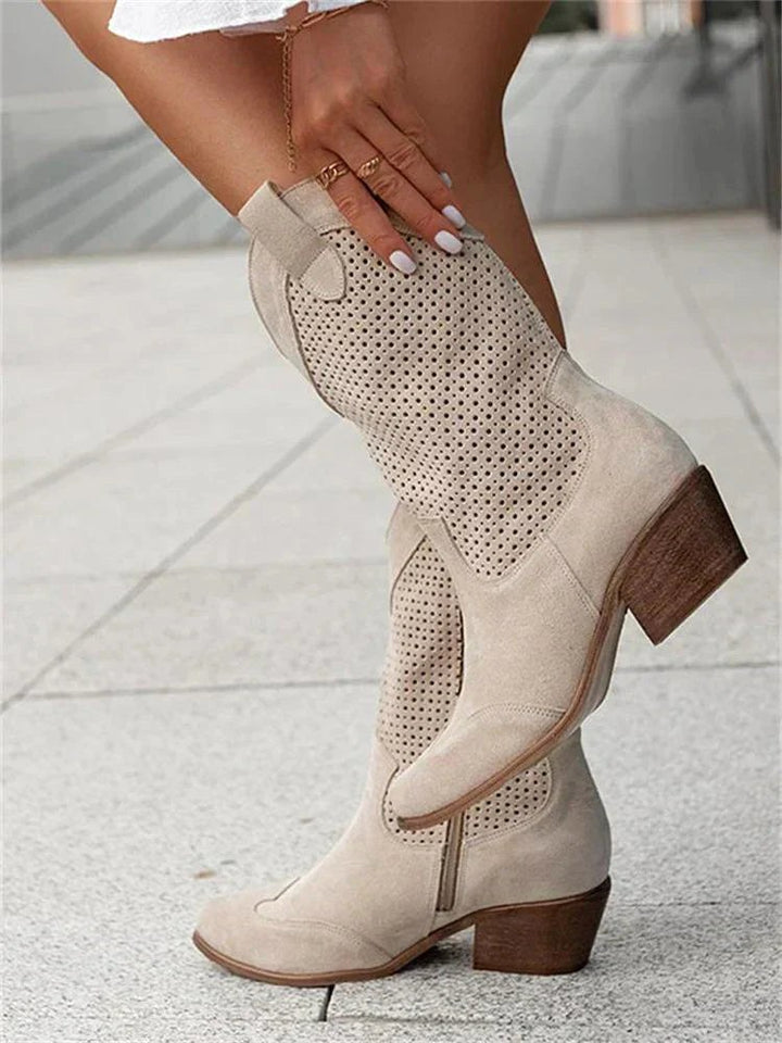 Georgia | Women's Leather Cowboy Boots, Block Heel Ankle Boots | The Shrader Sisters