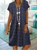 Georgia | Women's Lightweight Summer Dress, Polka Dot Midi Dress | The Shrader Sisters