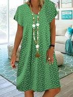 Georgia | Women's Lightweight Summer Dress, Polka Dot Midi Dress | The Shrader Sisters