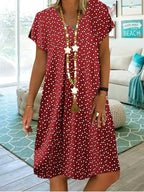 Georgia | Women's Lightweight Summer Dress, Polka Dot Midi Dress | The Shrader Sisters