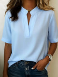 Georgia | Women's V-Neck Blouse with Refined Detail, Short-Sleeve Blouse | The Shrader Sisters