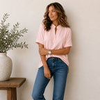 Georgia | Women's V-Neck Blouse with Refined Detail, Short-Sleeve Blouse | The Shrader Sisters