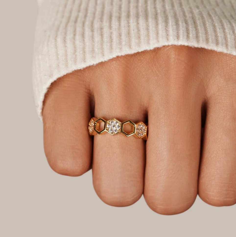 Solenna – Honeycomb Crystal Ring
