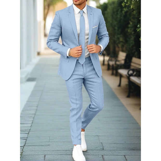 Hamish | Men's Casual Two-Piece Suit, Modern Tailored Suit | The Shrader Sisters | Sky Blue