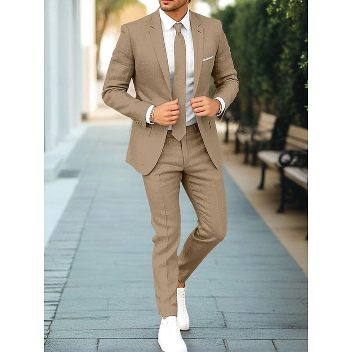 Hamish | Men's Casual Two-Piece Suit, Modern Tailored Suit | The Shrader Sisters | Dark Khaki