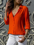 Harper | Women's Fluid Silk V-Neck Blouse, Lightweight Summer Top for Holidays and Casual Wear, Lightweight Summer Top for Holidays and Casual Wear - Arancione