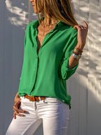 Harper | Women's Fluid Silk V-Neck Blouse, Lightweight Summer Top for Holidays and Casual Wear, Lightweight Summer Top for Holidays and Casual Wear - Giallo