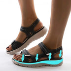 Harper | Women's Orthopaedic Slip-On Sandals, Comfortable Everyday Sandals | The Shrader Sisters | Azul