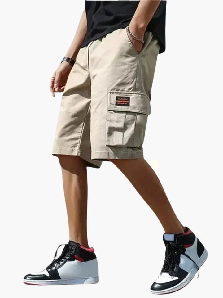 Harvey | Men's Cargo Shorts, Loose-Fit Shorts with Storage Pockets | The Shrader Sisters | Beige