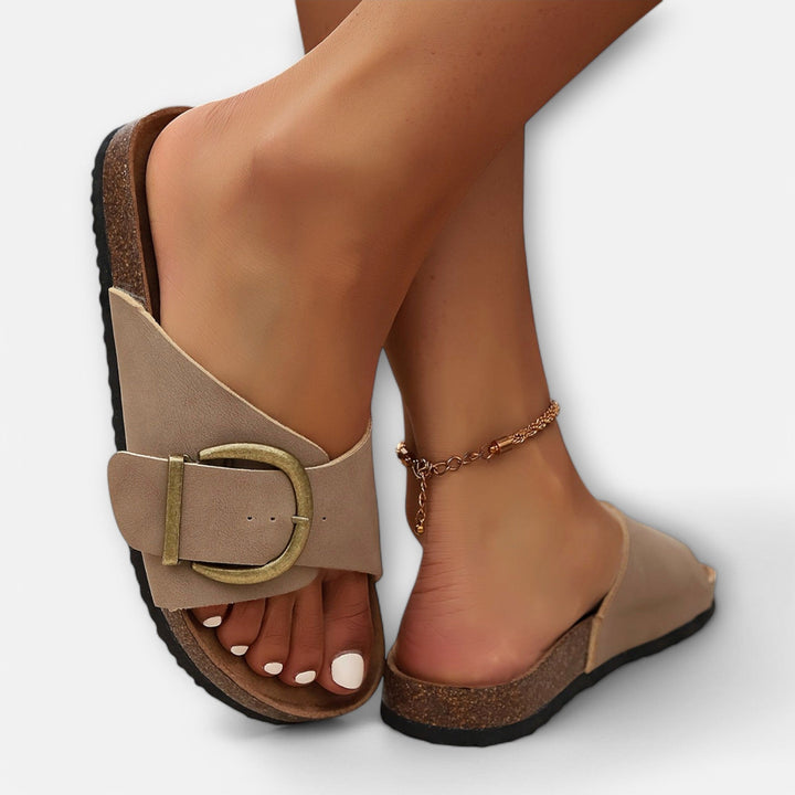 Hayley | Women's Orthopedic Open-Toe Sandals, Buckle Detail Sandals | The Shrader Sisters