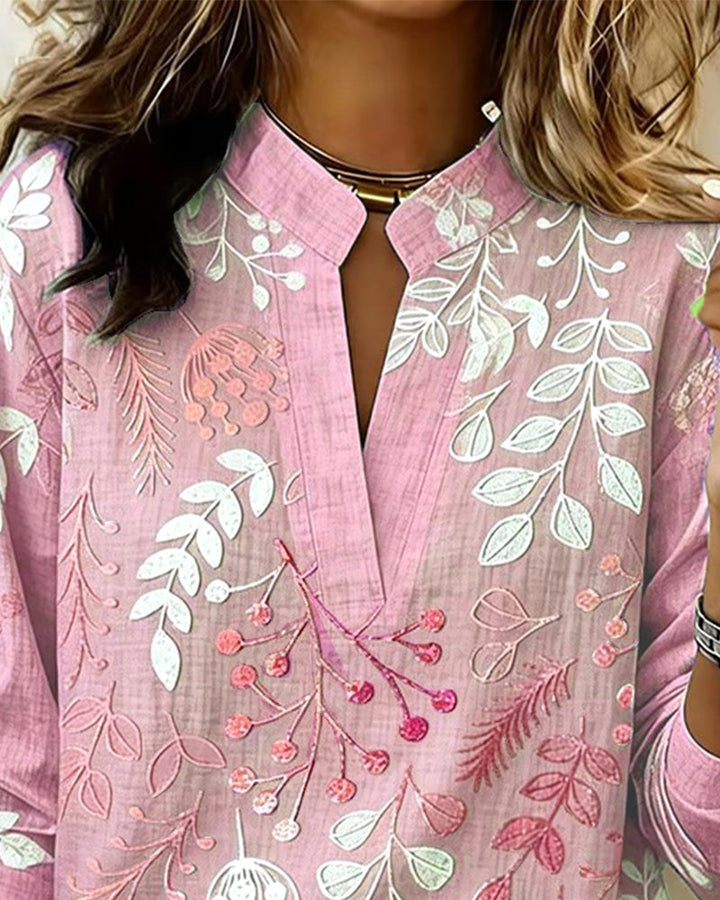 Hayley | Women's Soft-Touch Blouse with Pastel Floral V-Neck, Lightweight Everyday Blouse | The Shrader Sisters