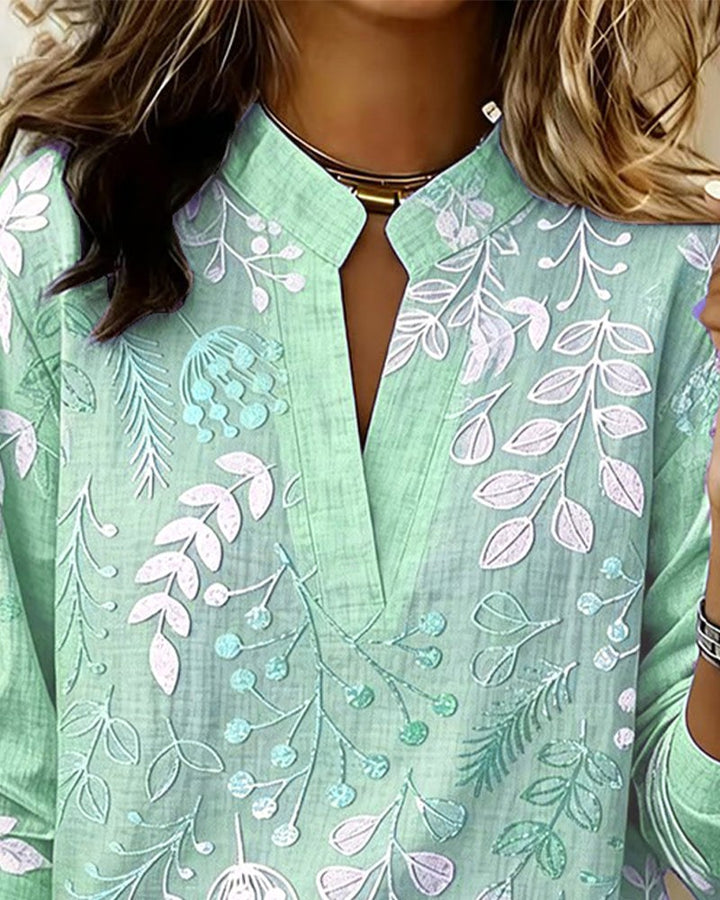 Hayley | Women's Soft-Touch Blouse with Pastel Floral V-Neck, Lightweight Everyday Blouse | The Shrader Sisters