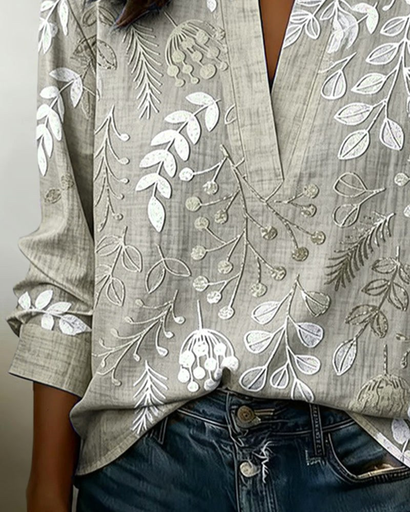 Hayley | Women's Soft-Touch Blouse with Pastel Floral V-Neck, Lightweight Everyday Blouse | The Shrader Sisters