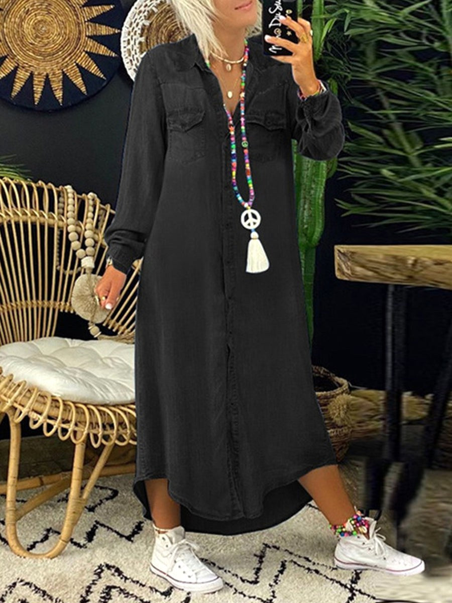 Helen | Women's Denim Shirt Dress Long Sleeve - image 4