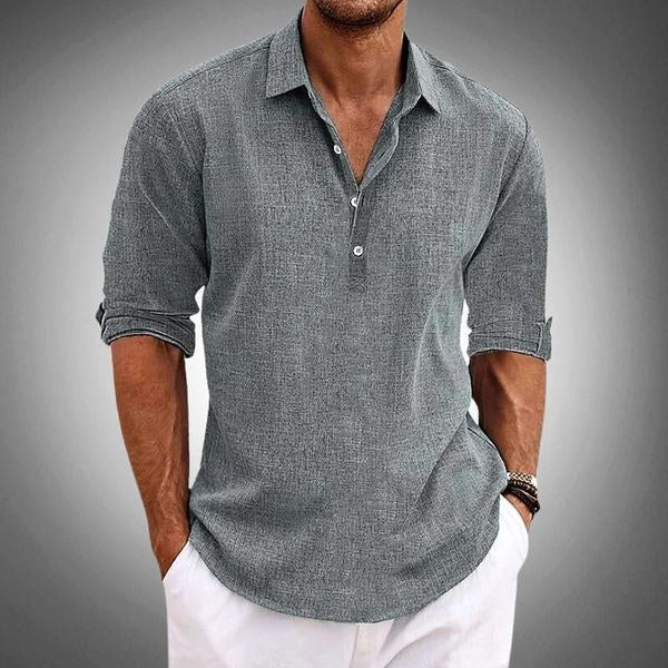 Hudson | Men's Linen Polo Shirt, Short-Sleeve Summer Shirt | The Shrader Sisters | Black
