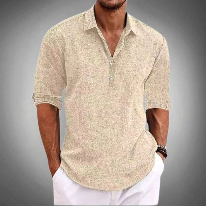 Hudson | Men's Linen Polo Shirt, Short-Sleeve Summer Shirt | The Shrader Sisters | Light Green