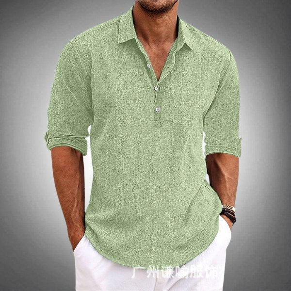 Hudson | Men's Linen Polo Shirt, Short-Sleeve Summer Shirt | The Shrader Sisters | Navy Blue