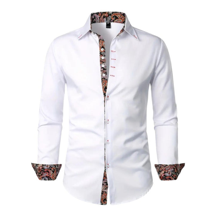 Hudson | Men's Paisley Accent Shirt, Smart Casual Shirt | The Shrader Sisters | White