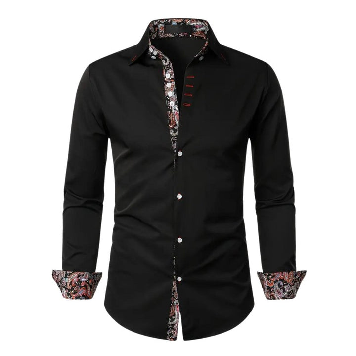 Hudson | Men's Paisley Accent Shirt, Smart Casual Shirt | The Shrader Sisters | Black