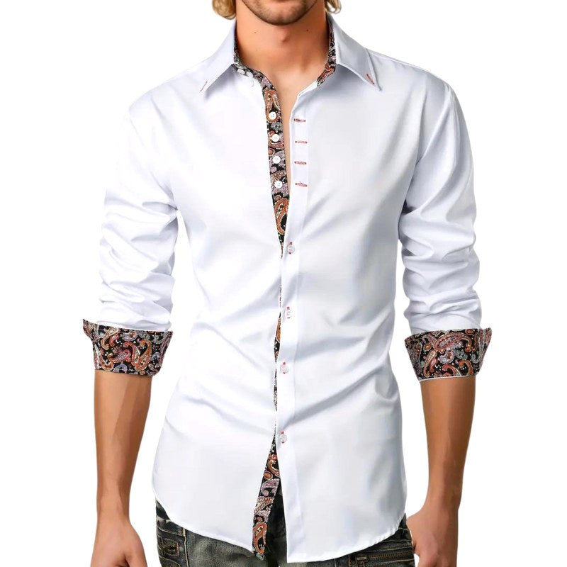 Hudson | Men's Paisley Accent Shirt, Smart Casual Shirt | The Shrader Sisters