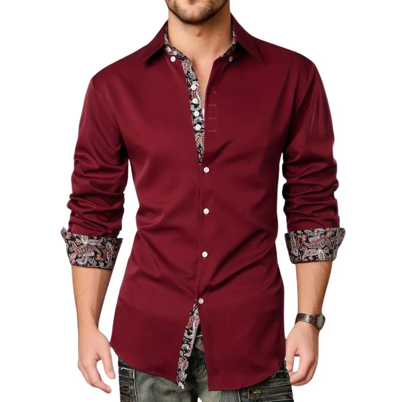 Hudson | Men's Paisley Accent Shirt, Smart Casual Shirt | The Shrader Sisters