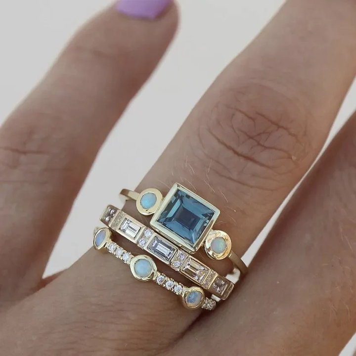 Linary – Stacked Blue Stone Ring