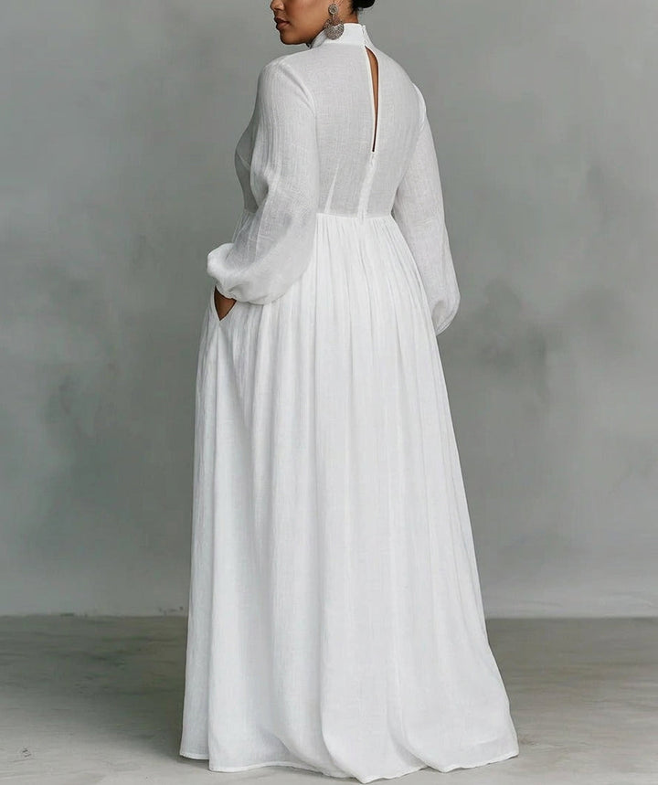 Celine | White Flowing Button-Front Maxi Dress