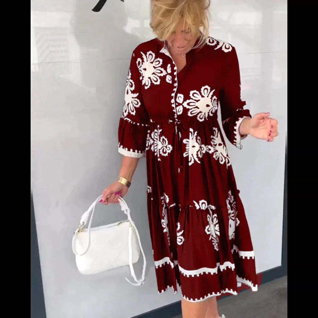 Imogen | Women's Floral Print Midi Dress, Elegant Summer Dress | The Shrader Sisters